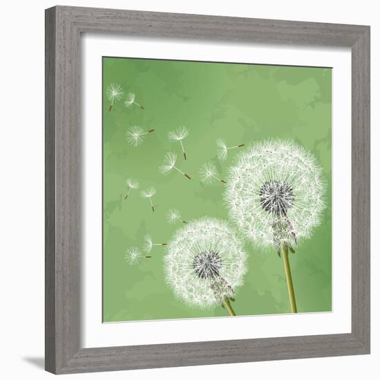 Vintage Floral Background With Dandelion-silvionka-Framed Art Print