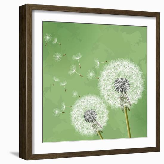 Vintage Floral Background With Dandelion-silvionka-Framed Art Print