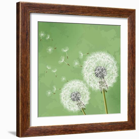 Vintage Floral Background With Dandelion-silvionka-Framed Art Print