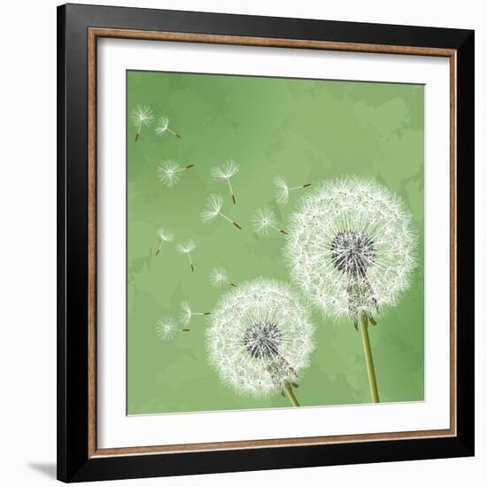 Vintage Floral Background With Dandelion-silvionka-Framed Art Print