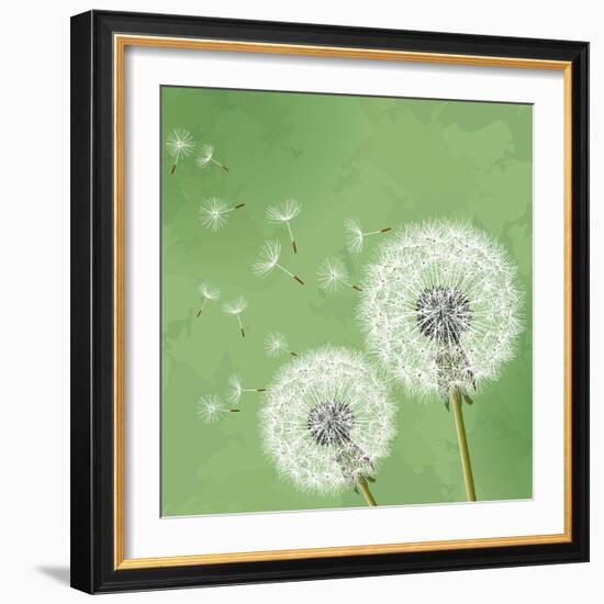 Vintage Floral Background With Dandelion-silvionka-Framed Art Print