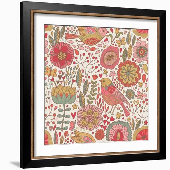 Vintage Floral Romantic Pattern-smilewithjul-Framed Art Print