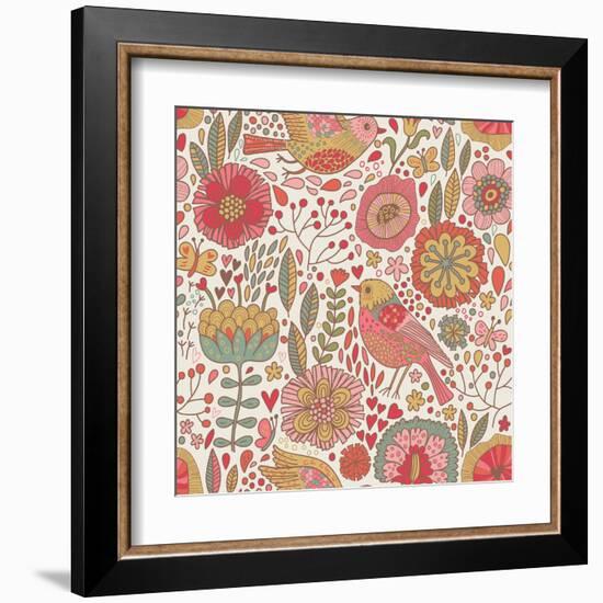 Vintage Floral Romantic Pattern-smilewithjul-Framed Art Print