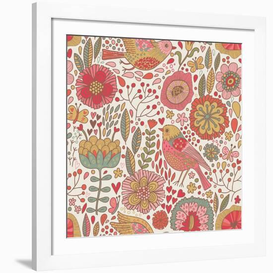 Vintage Floral Romantic Pattern-smilewithjul-Framed Art Print