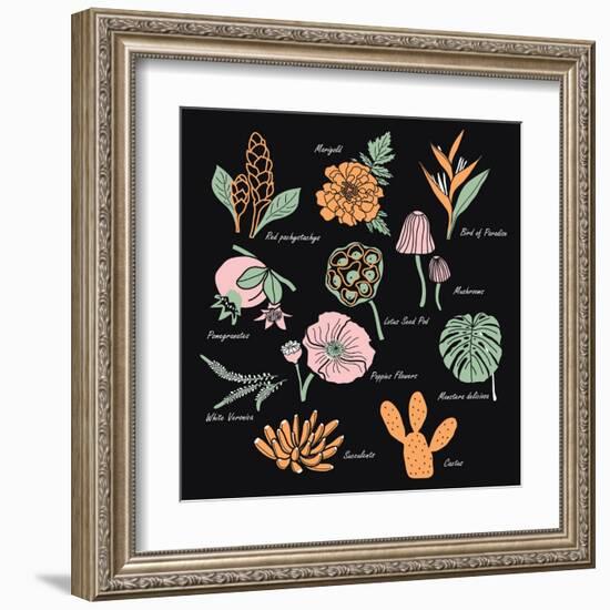 Vintage Flowers Illustration 1-Julie T-Framed Art Print