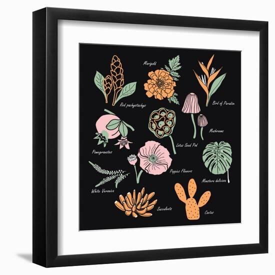 Vintage Flowers Illustration 1-Julie T-Framed Art Print