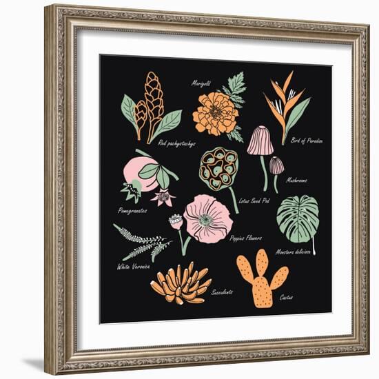 Vintage Flowers Illustration 1-Julie T-Framed Art Print