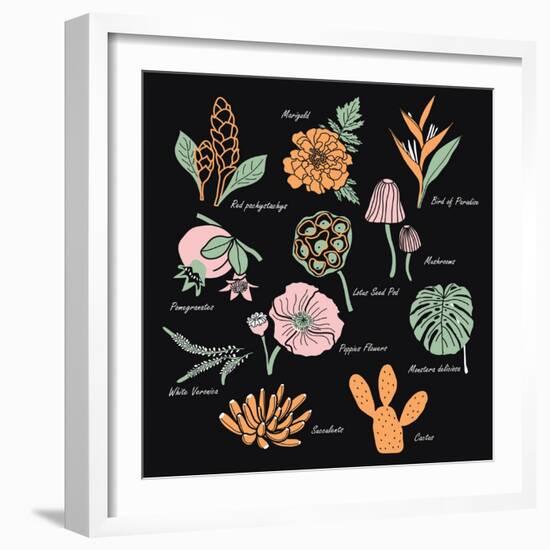 Vintage Flowers Illustration 1-Julie T-Framed Art Print