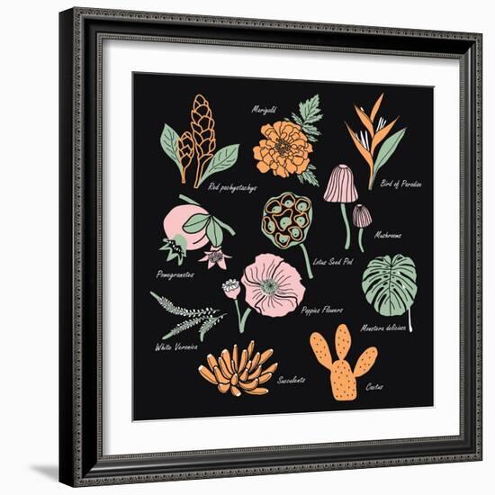 Vintage Flowers Illustration 1-Julie T-Framed Art Print