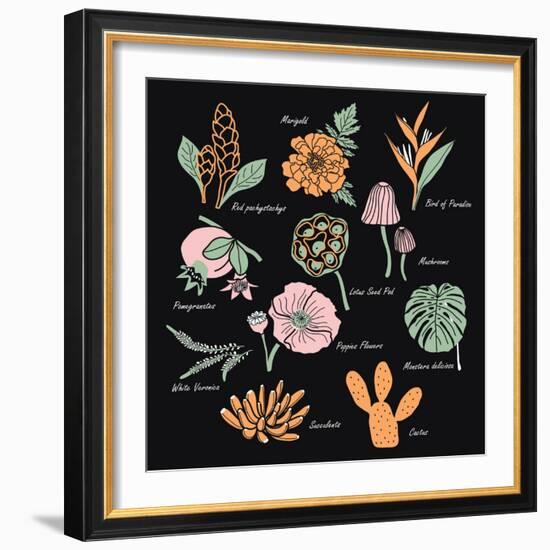 Vintage Flowers Illustration 1-Julie T-Framed Art Print