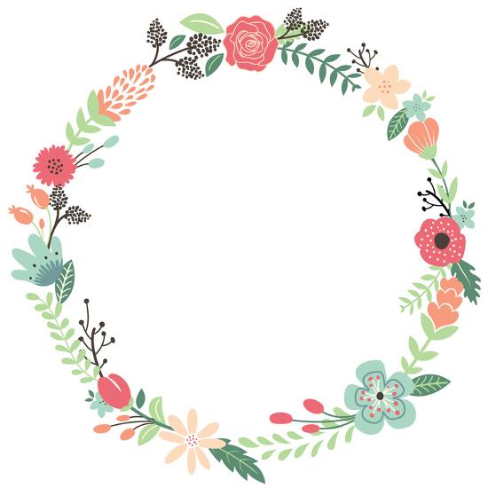 'Vintage Flowers Wreath' Art Print - yenz | Art.com