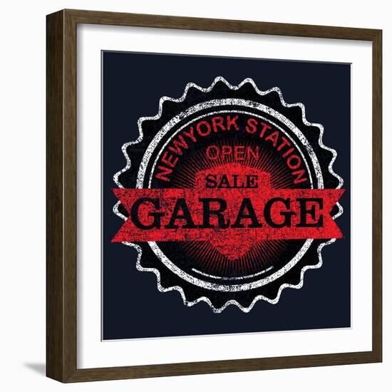 Vintage Garage Retro Label-emeget-Framed Art Print