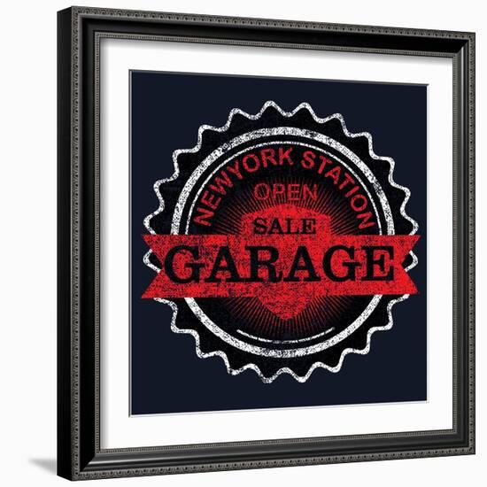 Vintage Garage Retro Label-emeget-Framed Art Print