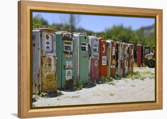 Vintage Gas Pumps Tilt-Toula Mavridou-Messer-Framed Premier Image Canvas