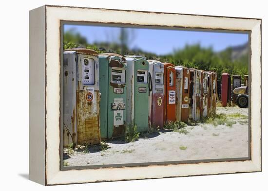 Vintage Gas Pumps Tilt-Toula Mavridou-Messer-Framed Premier Image Canvas