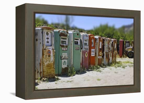 Vintage Gas Pumps Tilt-Toula Mavridou-Messer-Framed Premier Image Canvas