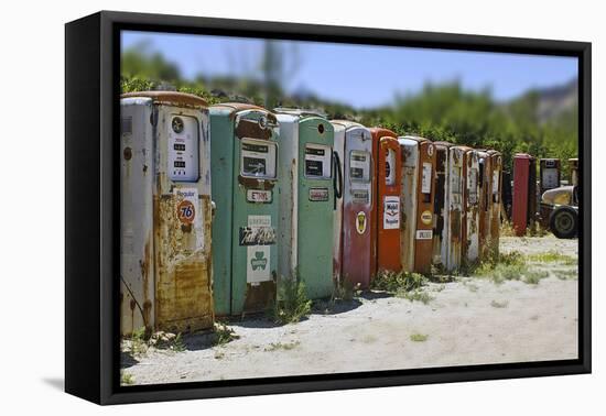 Vintage Gas Pumps Tilt-Toula Mavridou-Messer-Framed Premier Image Canvas