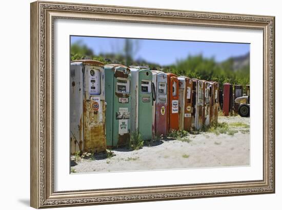 Vintage Gas Pumps Tilt-Toula Mavridou-Messer-Framed Photographic Print