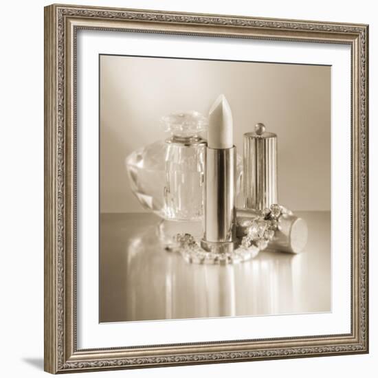 Vintage Glamour Lipstick and Perfume-Julie Greenwood-Framed Art Print