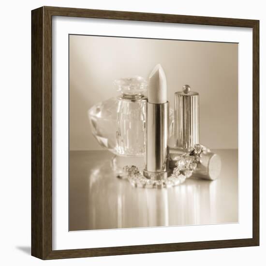 Vintage Glamour Lipstick and Perfume-Julie Greenwood-Framed Art Print