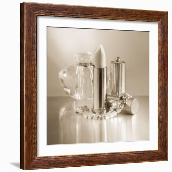 Vintage Glamour Lipstick and Perfume-Julie Greenwood-Framed Art Print