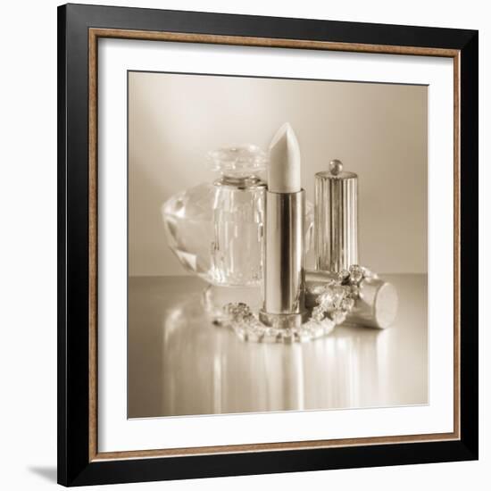 Vintage Glamour Lipstick and Perfume-Julie Greenwood-Framed Art Print