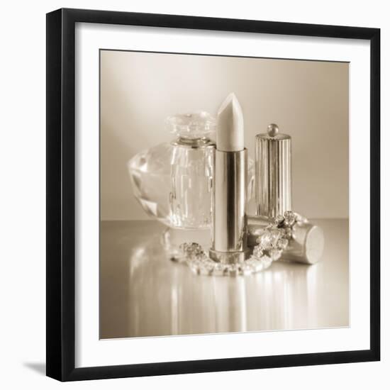 Vintage Glamour Lipstick and Perfume-Julie Greenwood-Framed Art Print