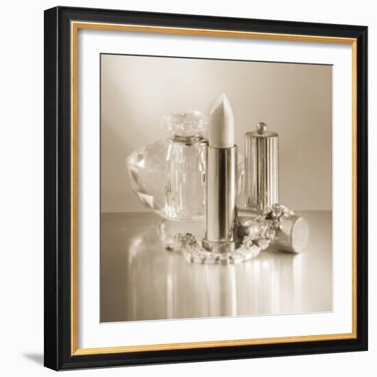 Vintage Glamour Lipstick and Perfume-Julie Greenwood-Framed Art Print