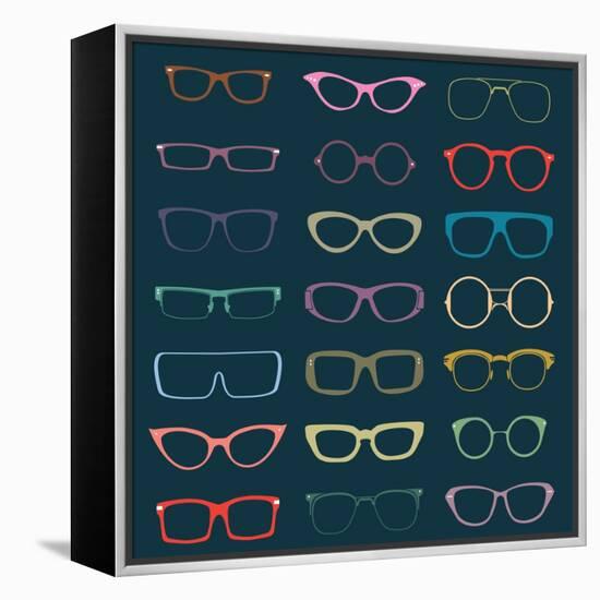 Vintage Glasses Silhouettes-vreddane-Framed Stretched Canvas