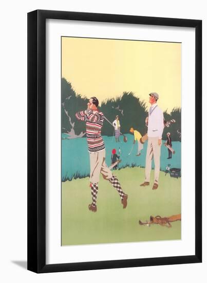 Vintage Golfing Scene-null-Framed Art Print