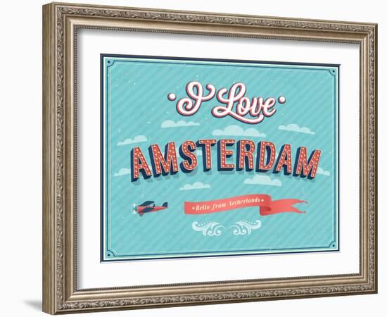 Vintage Greeting Card From Amsterdam - Netherlands-MiloArt-Framed Art Print