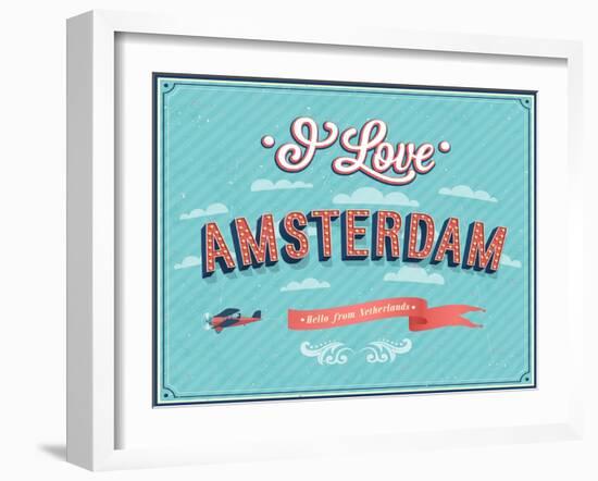 Vintage Greeting Card From Amsterdam - Netherlands-MiloArt-Framed Art Print
