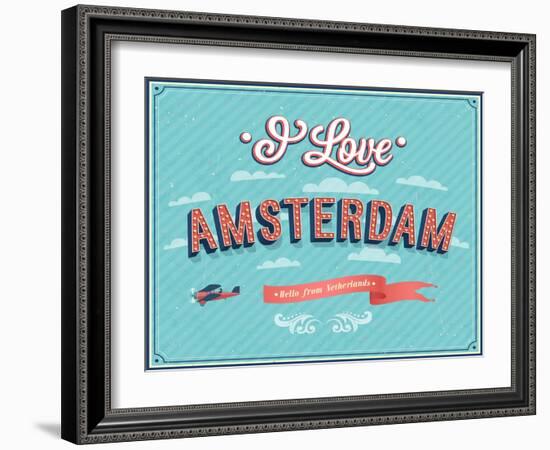 Vintage Greeting Card From Amsterdam - Netherlands-MiloArt-Framed Art Print