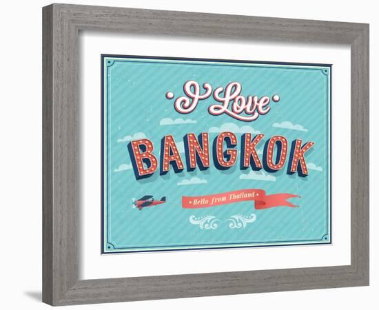 Vintage Greeting Card From Bangkok - Thailand-MiloArt-Framed Art Print