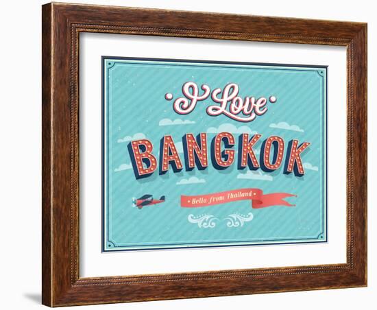 Vintage Greeting Card From Bangkok - Thailand-MiloArt-Framed Art Print