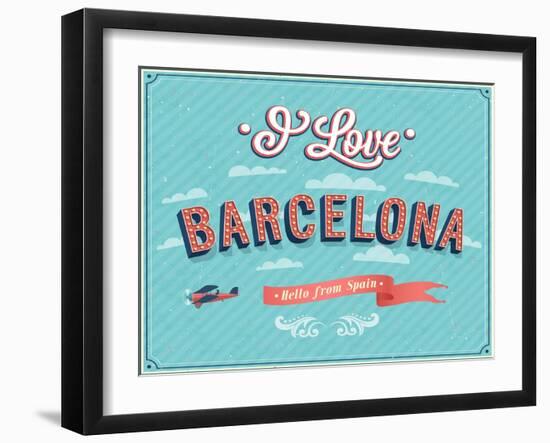 Vintage Greeting Card From Barcelona - Spain-MiloArt-Framed Art Print