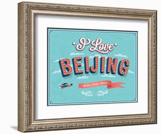 Vintage Greeting Card From Beijing - China-MiloArt-Framed Art Print