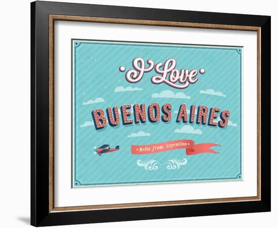 Vintage Greeting Card From Buenos Aires - Argentina-MiloArt-Framed Art Print