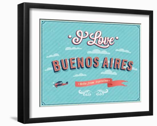 Vintage Greeting Card From Buenos Aires - Argentina-MiloArt-Framed Art Print