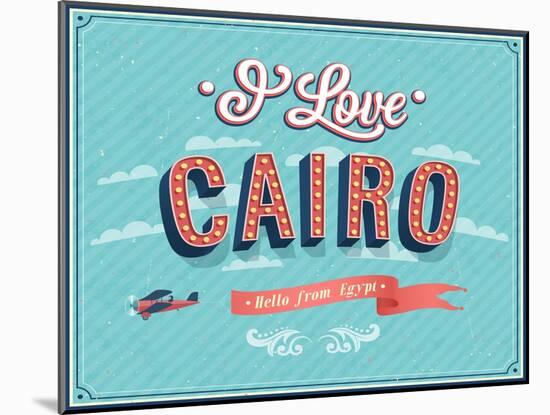 Vintage Greeting Card From Cairo - Egypt-MiloArt-Mounted Art Print