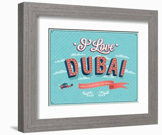 Vintage Greeting Card From Dubai - United Arab Emirates-MiloArt-Framed Art Print
