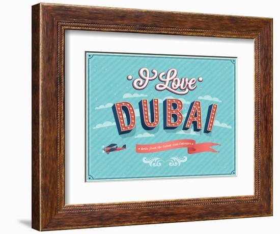 Vintage Greeting Card From Dubai - United Arab Emirates-MiloArt-Framed Art Print