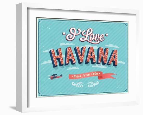 Vintage Greeting Card From Havana - Cuba-MiloArt-Framed Art Print