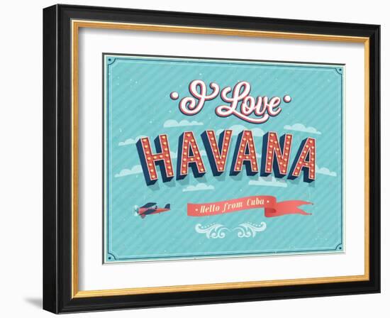 Vintage Greeting Card From Havana - Cuba-MiloArt-Framed Art Print