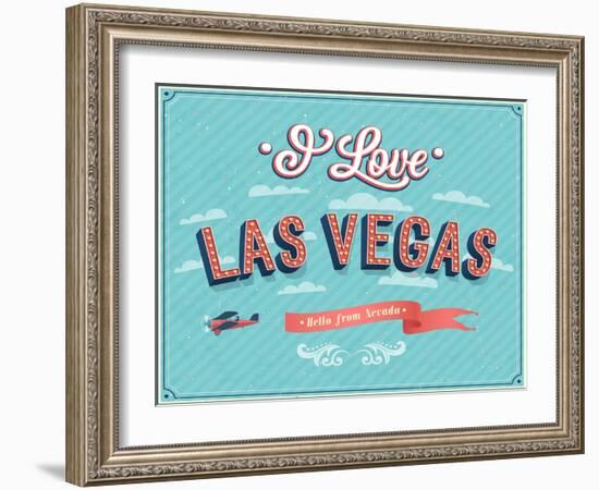 Vintage Greeting Card From Las Vegas - Nevada-MiloArt-Framed Art Print