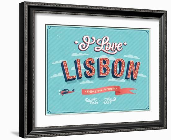 Vintage Greeting Card From Lisbon - Portugal-MiloArt-Framed Art Print