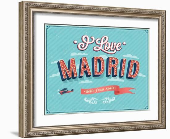 Vintage Greeting Card From Madrid - Spain-MiloArt-Framed Art Print