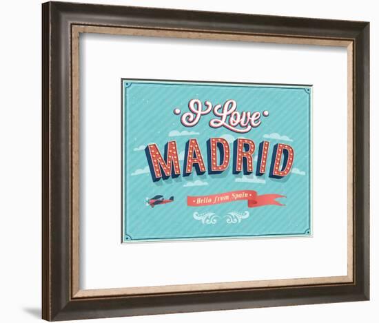 Vintage Greeting Card From Madrid - Spain-MiloArt-Framed Art Print