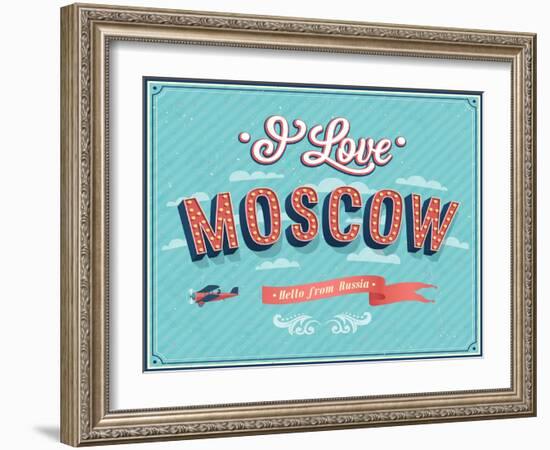 Vintage Greeting Card From Moscow - Russia-MiloArt-Framed Art Print