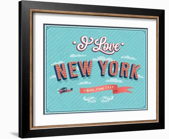 Vintage Greeting Card From New York - Usa-MiloArt-Framed Art Print